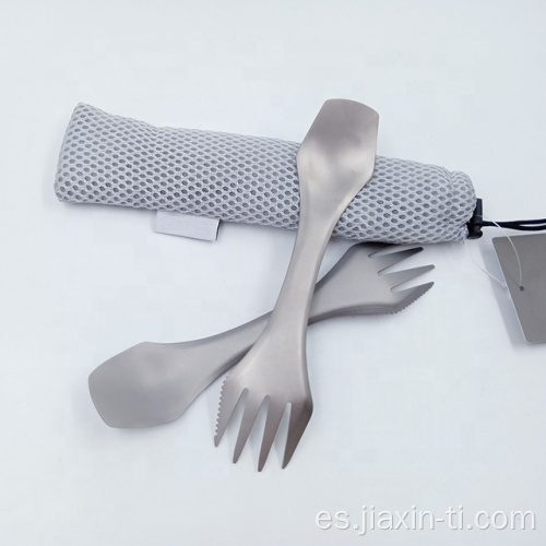 Spork de titanio de campamento al aire libre ligero